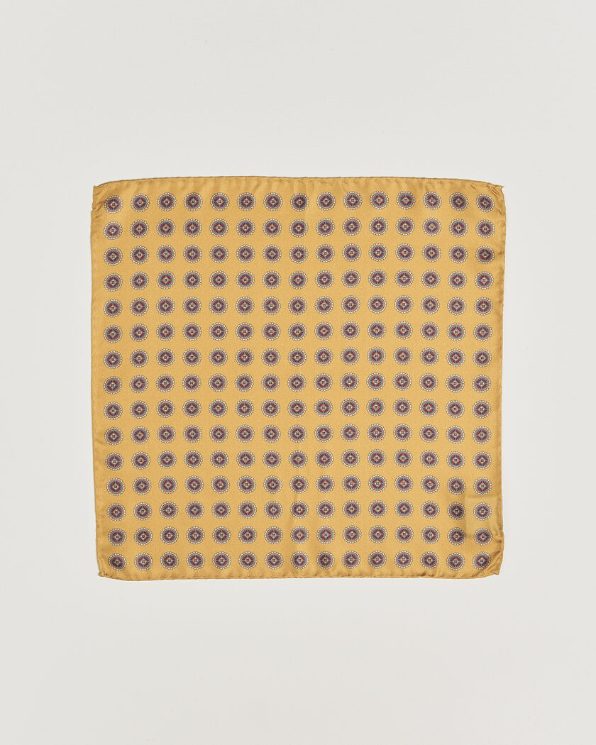 Amanda Christensen Silk Twill Medallion Pocket Square Yellow – Gul