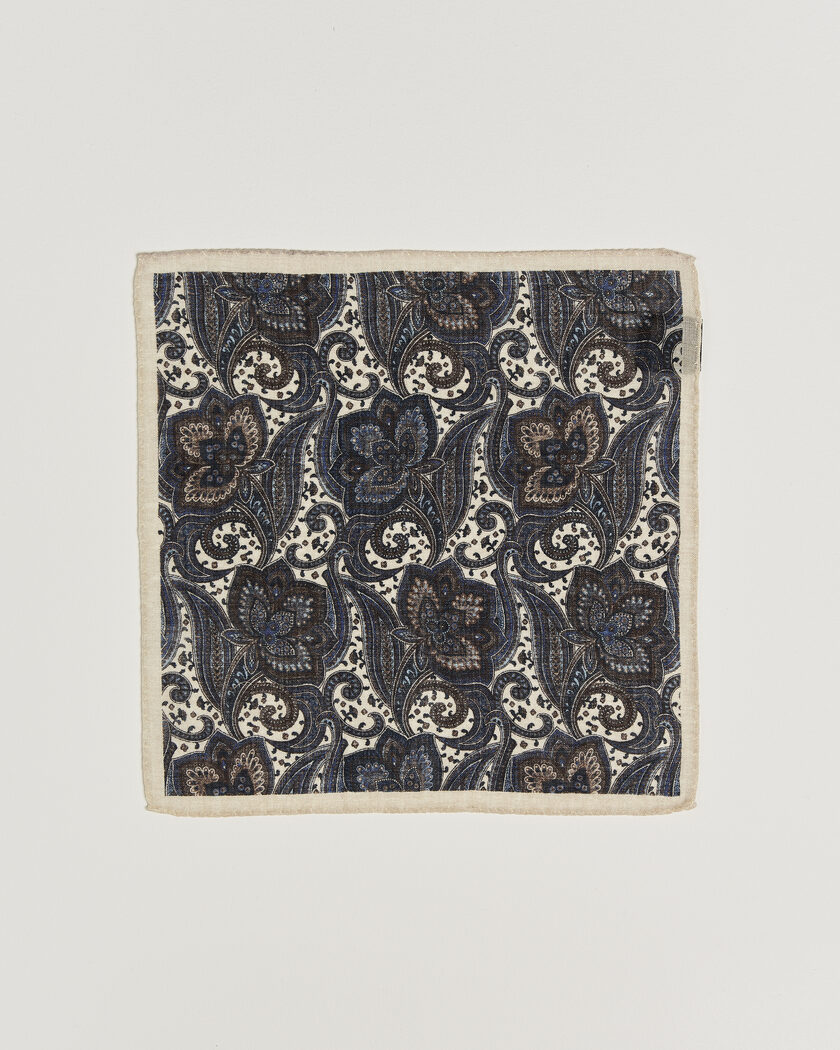 Amanda Christensen Wool Large Paisley Pocket Square Cream – Vit
