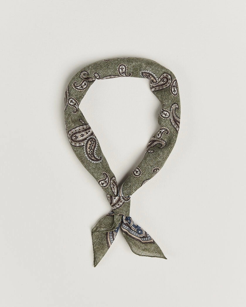 Amanda Christensen Cotton Voile Printed Paisley Bandana Green – Grön