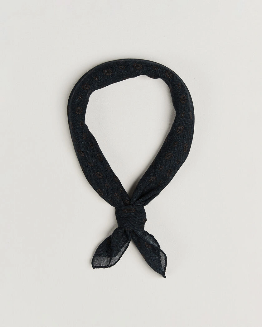 Amanda Christensen Wool Printed Paisley Bandana Navy – Blå