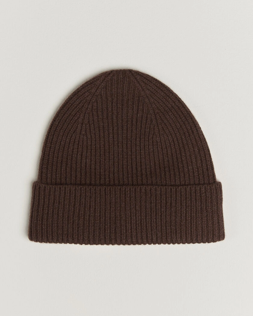 Amanda Christensen Rib Knitted Merino Wool Cap Brown – Brun