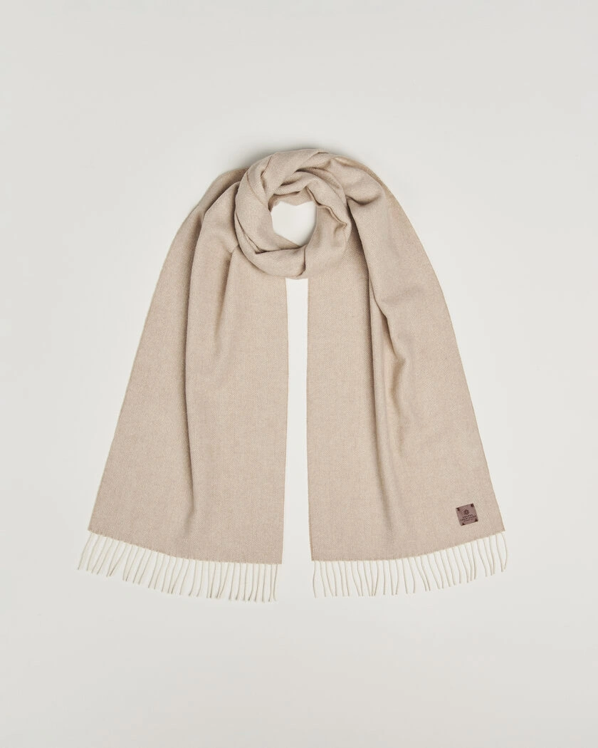  Amanda Christensen Wool Herringbone Scarf Beige – Beige