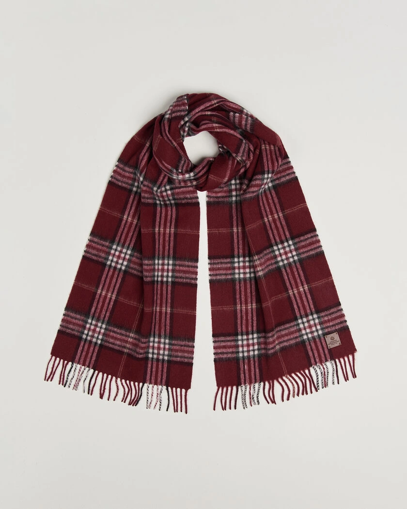Amanda Christensen Wool Check Scarf Bordeaux – Röd