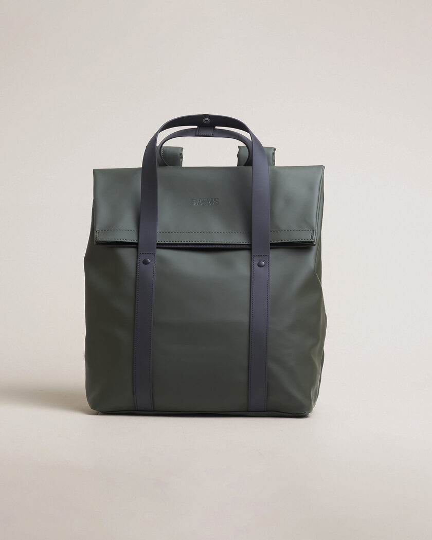 RAINS 2 Way Tote Backpack Black Green – Grön