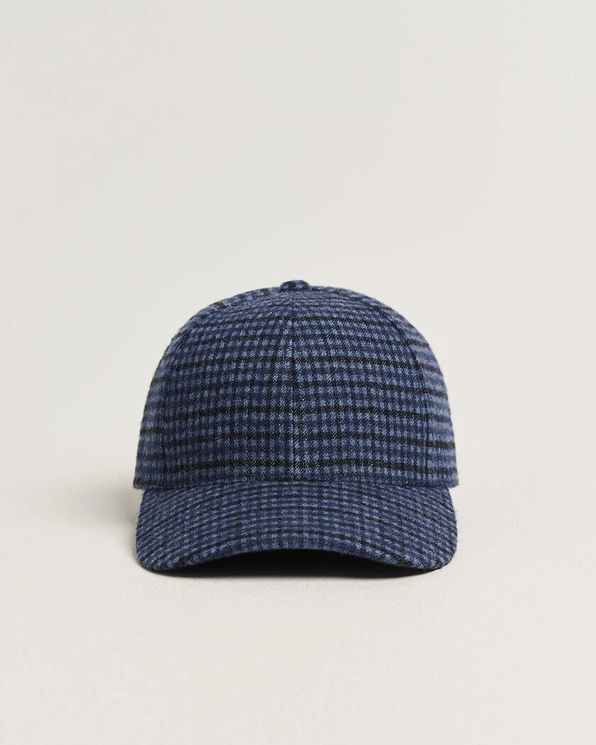 Varsity Headwear Mohair Wool Checked Baseball Cap Navy – Blå
