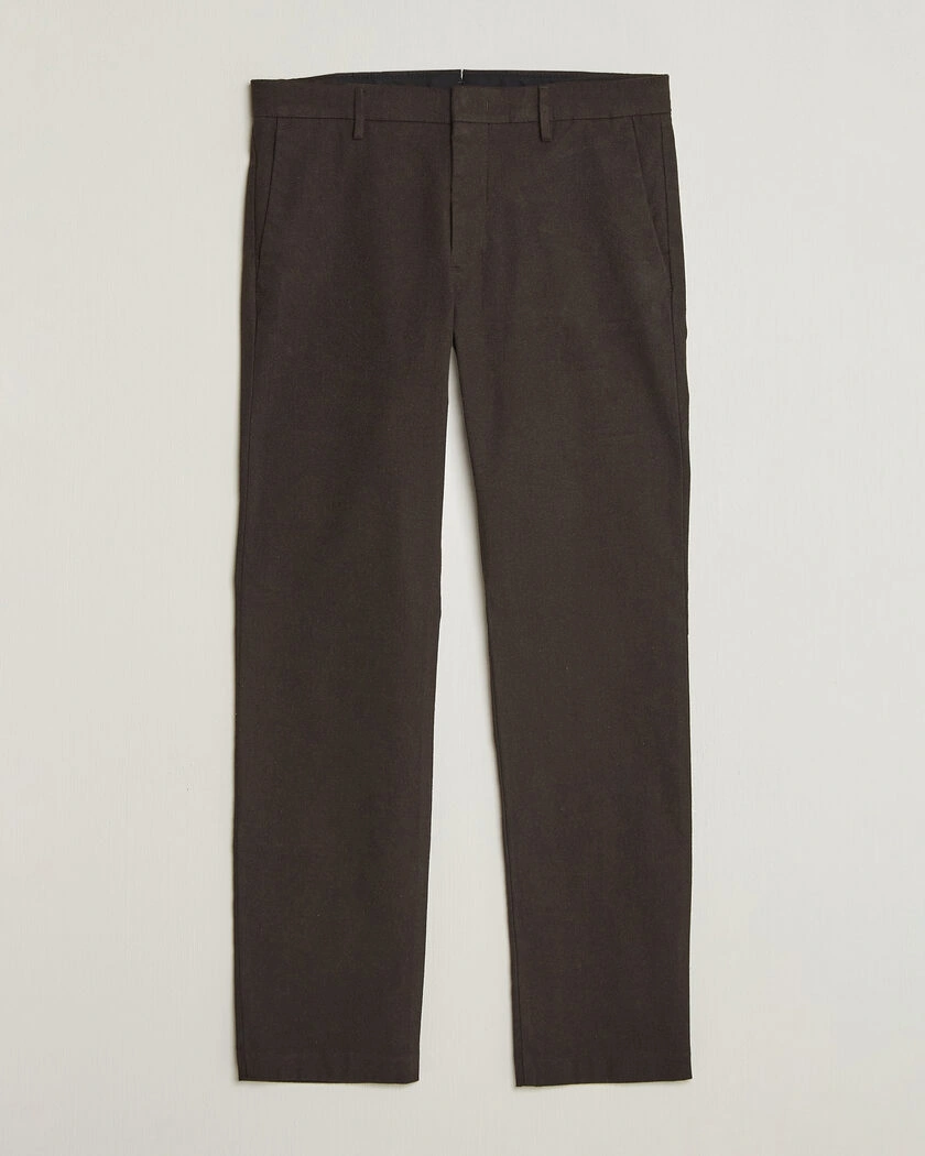 NN07 Theo Brushed Cotton Trousers Deep Truffle – Brun