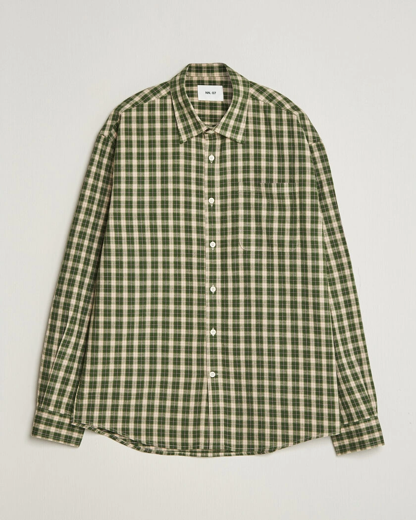 NN07 Deon Flannel Shirt Eden Green Check – Grön