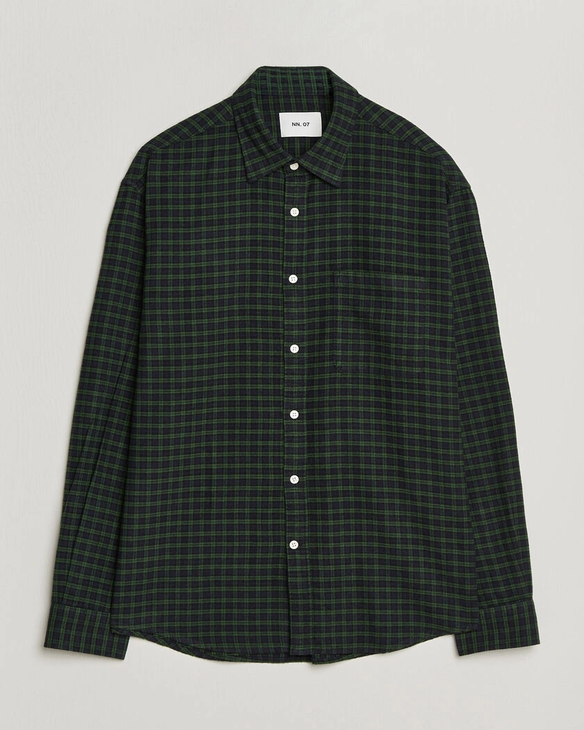 NN07 Deon Flannel Shirt Eden Check – Grön