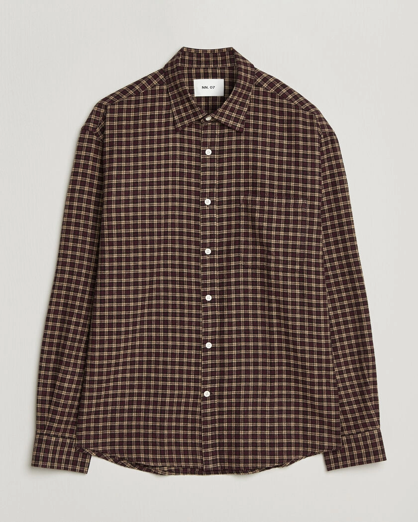 NN07 Deon Flannel Shirt Bordeaux Check – Röd