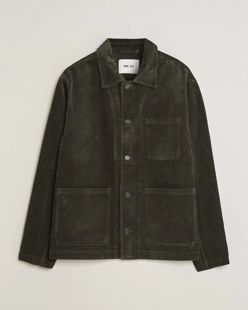 NN07 Morgan Corduroy Overshirt Dark Army – Grön