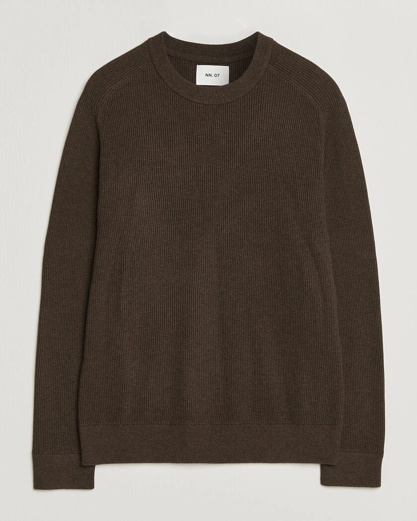 NN07 Kevin Cotton Knitted Sweater Deep Truffle – Brun