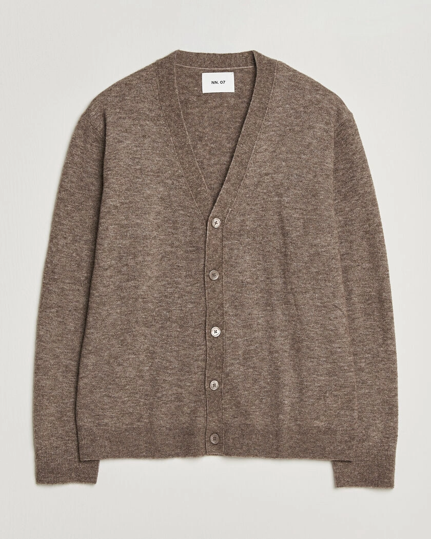 NN07 Gavin Brushed Wool Knitted Cardigan Desert Clay – Beige