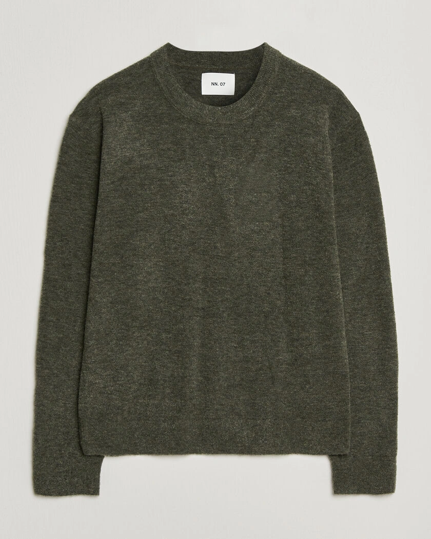 NN07 Gavin Brushed Wool Knitted Sweater Dark Army – Grön