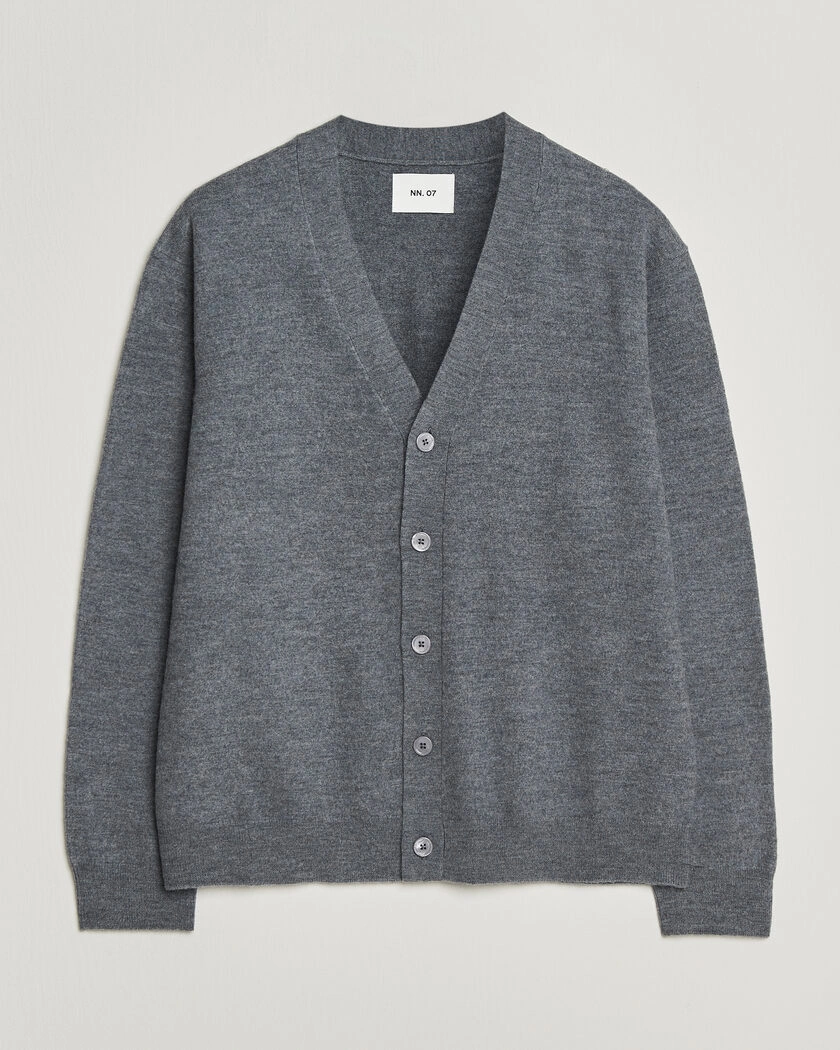 NN07 Jasper Wool Knitted Cardigan Grey Melange – Grå