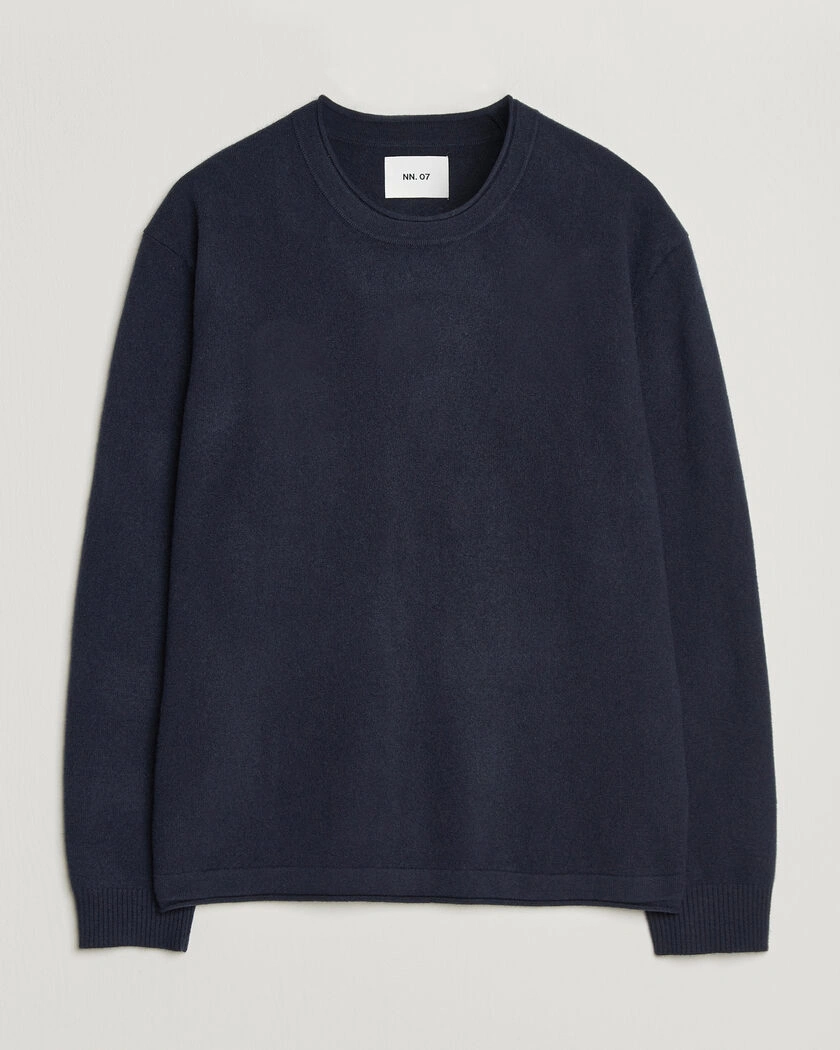 NN07 Sammy Wool Knitted Sweater Navy Melange – Blå