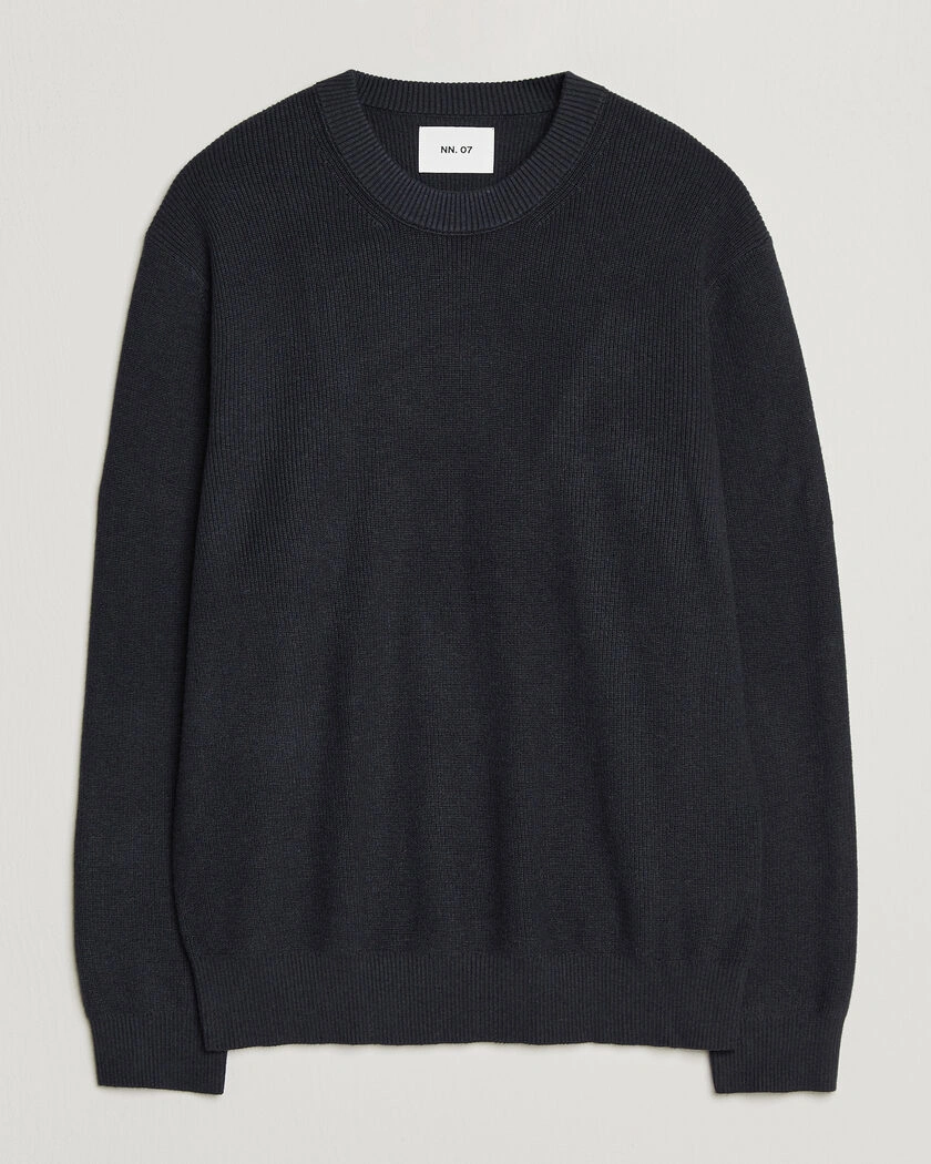 NN07 Hope Cotton/Cashmere Rib Knitted Sweater Navy – Blå