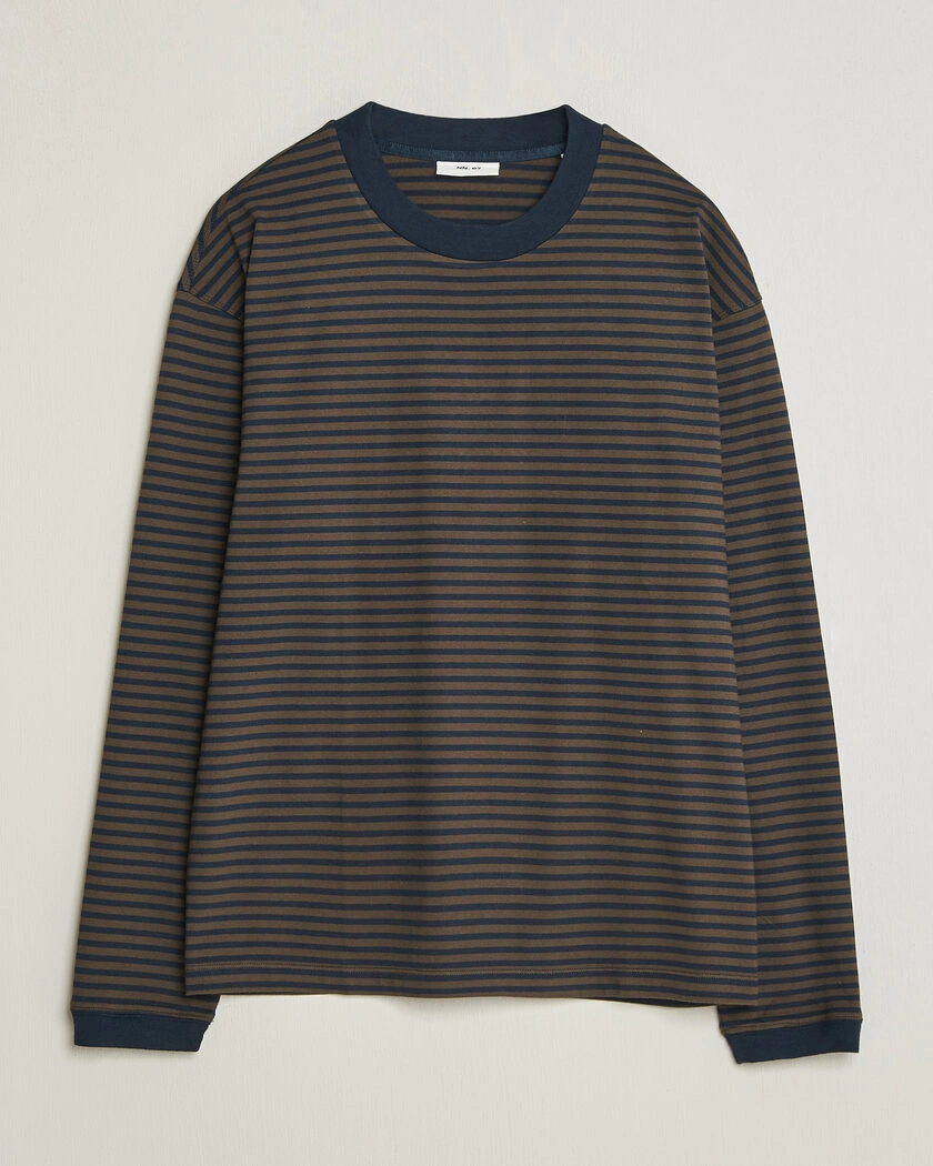 NN07 Lionel Striped Long Sleeve T-Shirt Navy/Brown – Flerfärgad