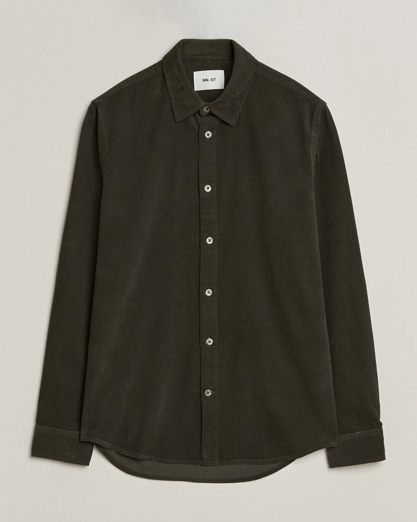 NN07 Asher Baby Cord Shirt Capers Green – Grön