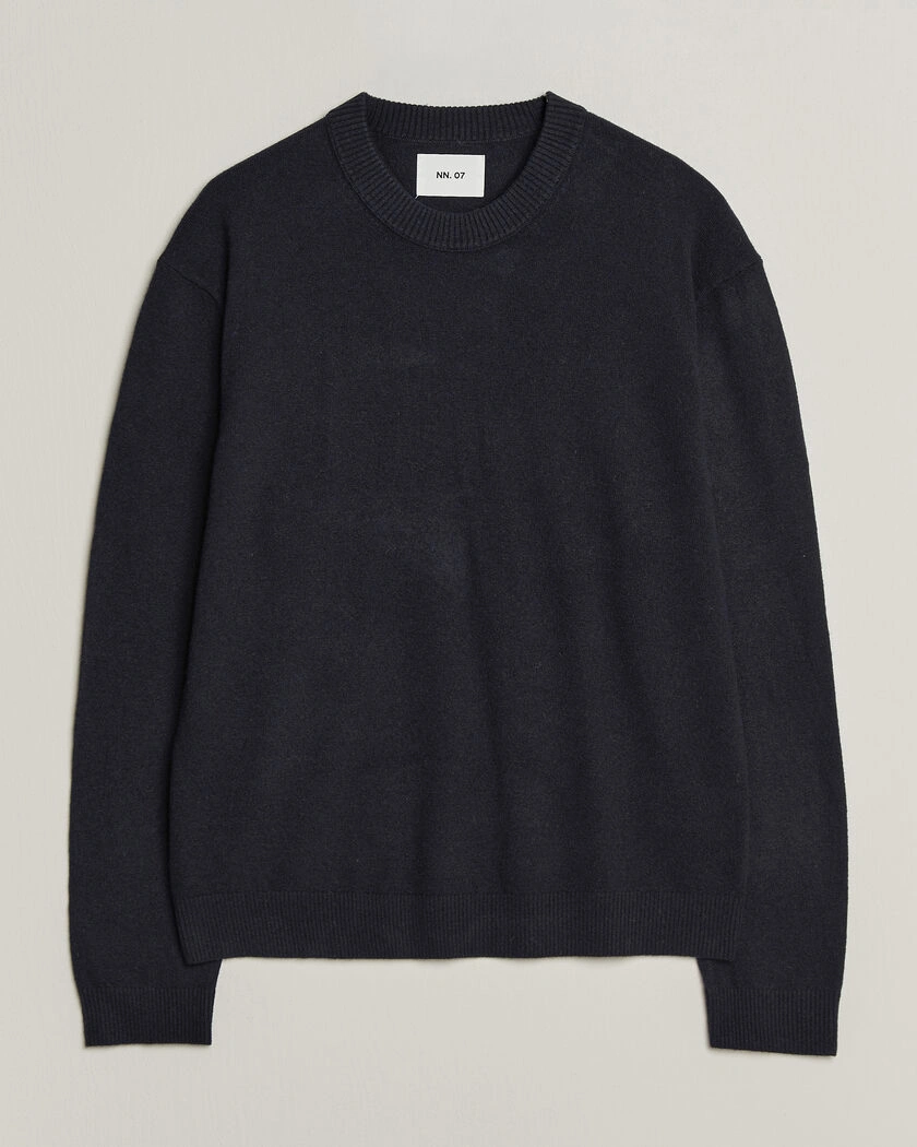 NN07 Raz Lambswool Knitted Sweater Deep Navy – Blå