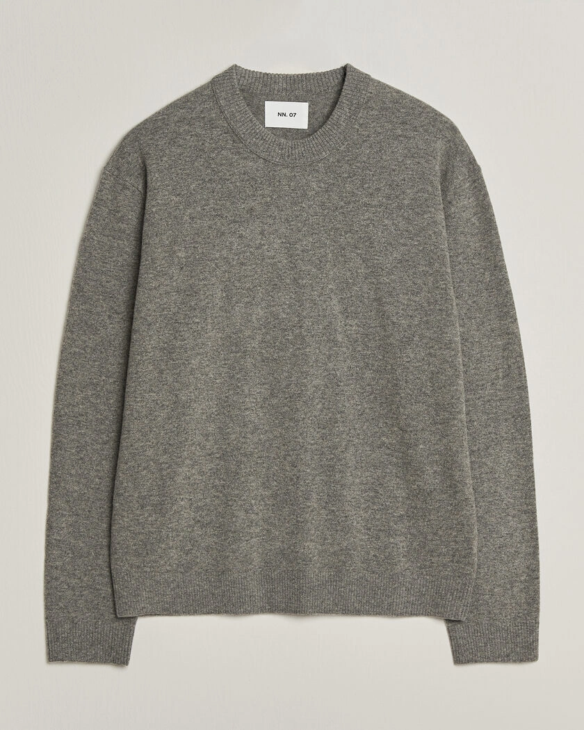 NN07 Raz Lambswool Knitted Sweater Grey Melange – Grå