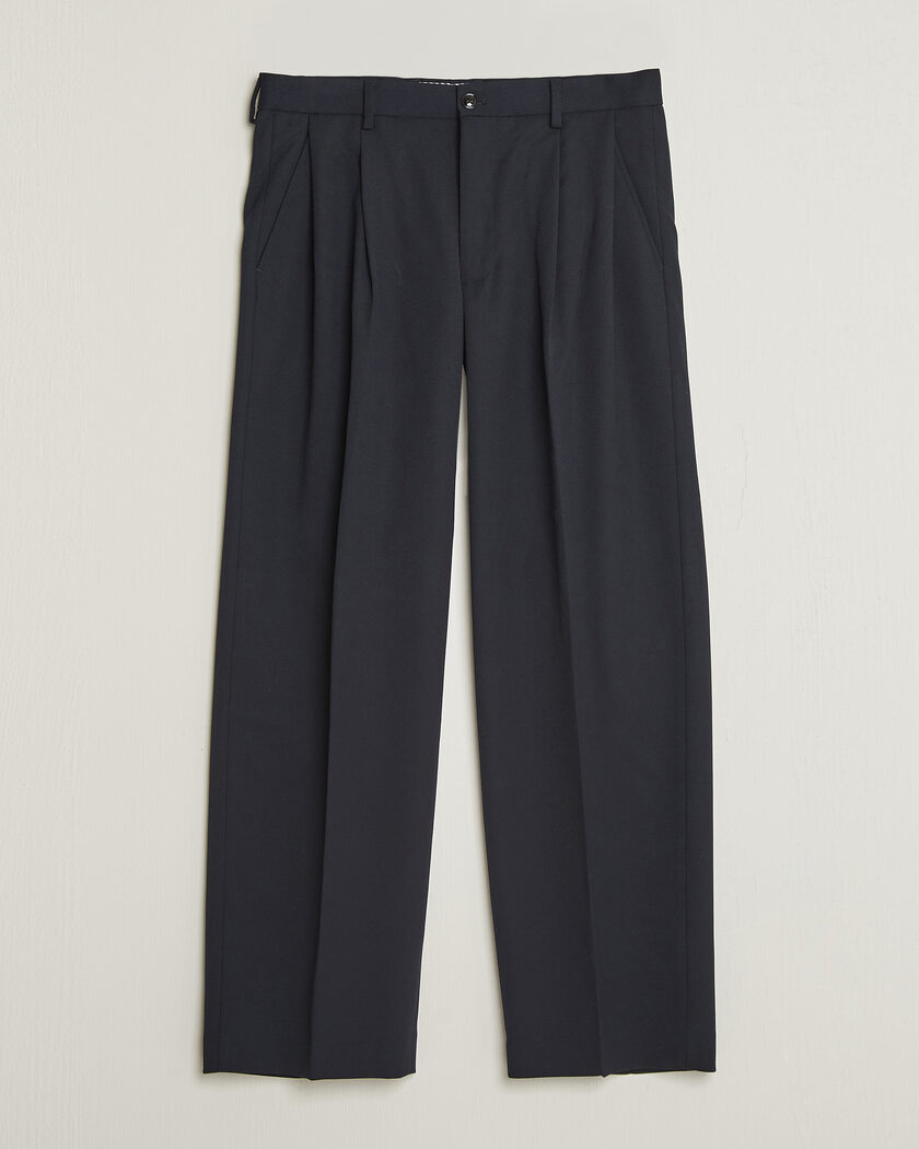 NN07 Justin Wool Pleated Suit Trousers Deep Navy – Blå