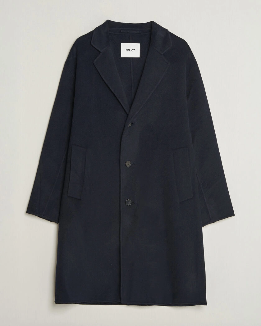 NN07 Kendrick Wool Coat Navy Blue – Blå