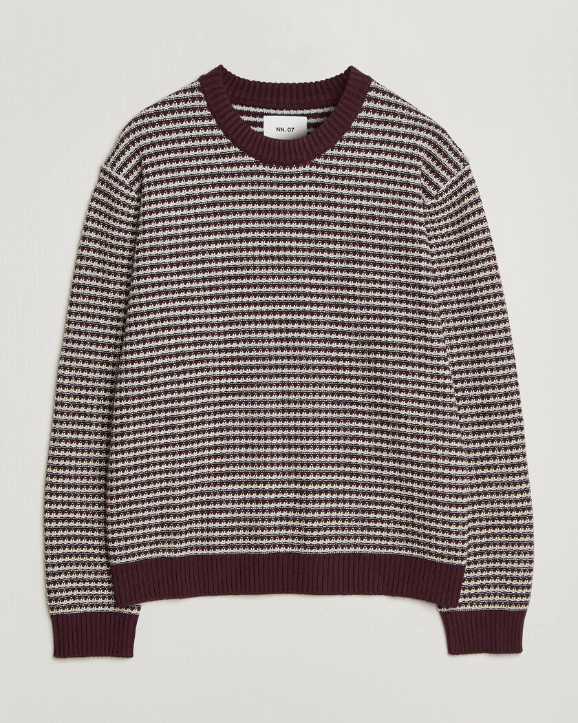NN07 Russell Cotton/Wool Structured Sweater Winetasting – Röd