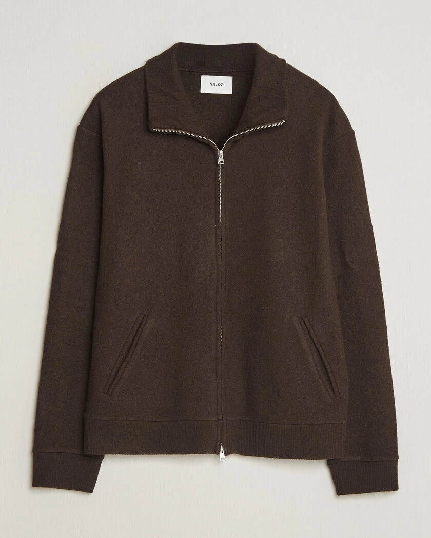 NN07 Soft Boiled Wool Full Zip Deep Truffle – Brun