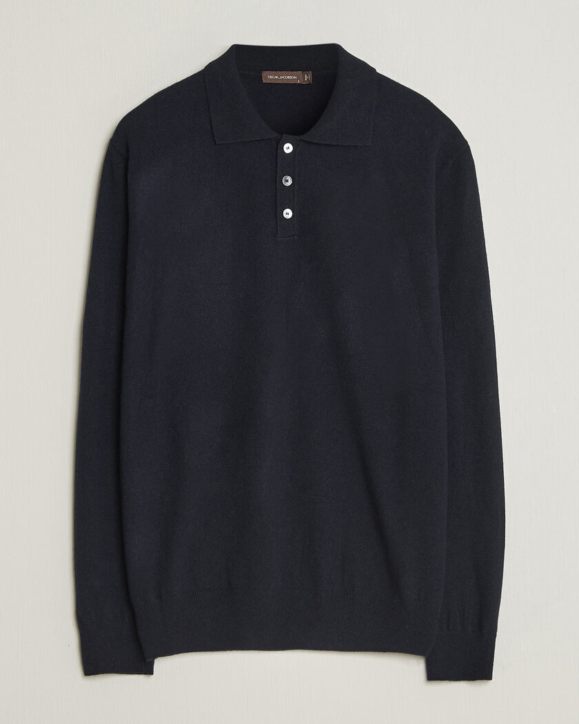Oscar Jacobson Pepe Wool/Cashmere Polo Navy – Blå