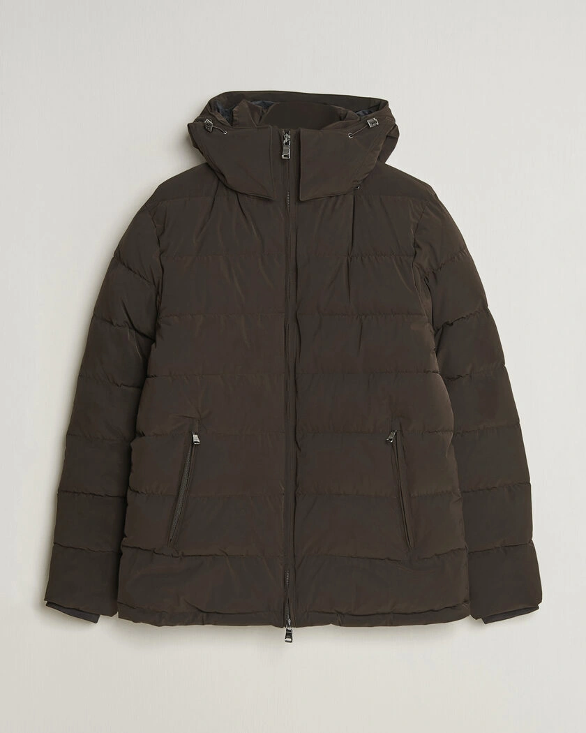 Oscar Jacobson Hooded Puffer Jacket Brown – Brun
