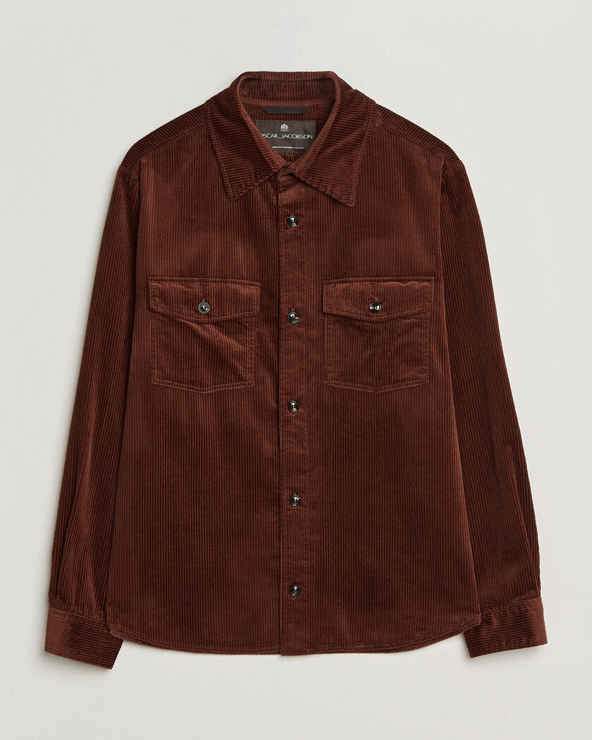 Oscar Jacobson Magnus Cord Shirt Jacket Burgundy – Röd