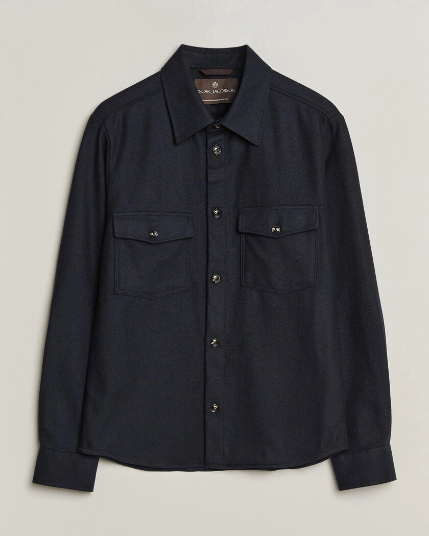 Oscar Jacobson Magnus Wool Shirt Jacket Navy – Blå
