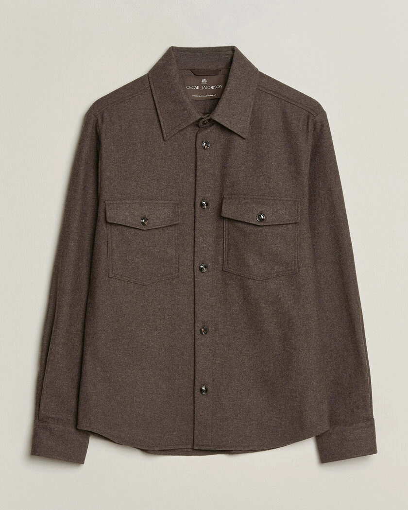 Oscar Jacobson Magnus Wool Shirt Jacket Brown – Brun