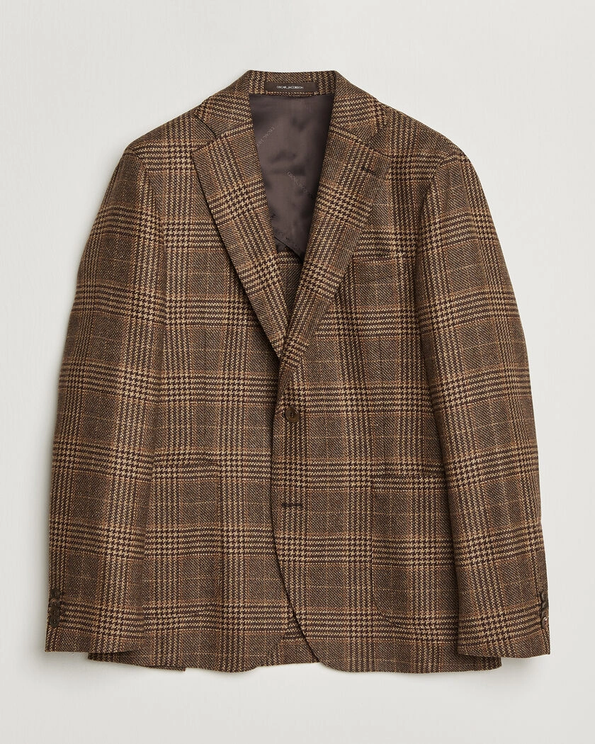 Oscar Jacobson Ferry Patch Checked Wool/Cashmere Blazer Brown – Brun