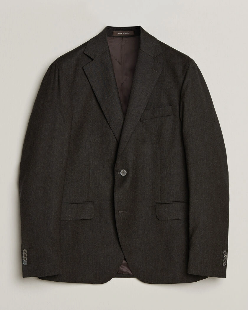 Oscar Jacobson Fogerty Wool Flannel Blazer Brown – Brun