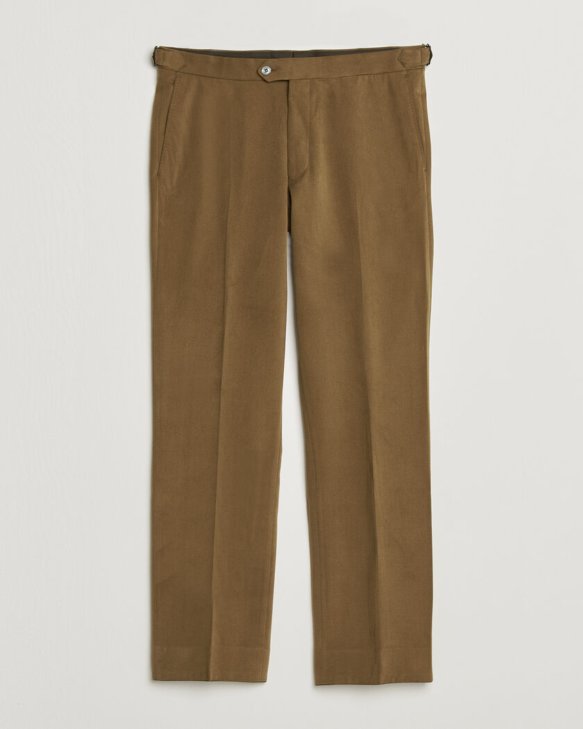 Oscar Jacobson Dandy Brushed Cotton Trousers Camel – Beige