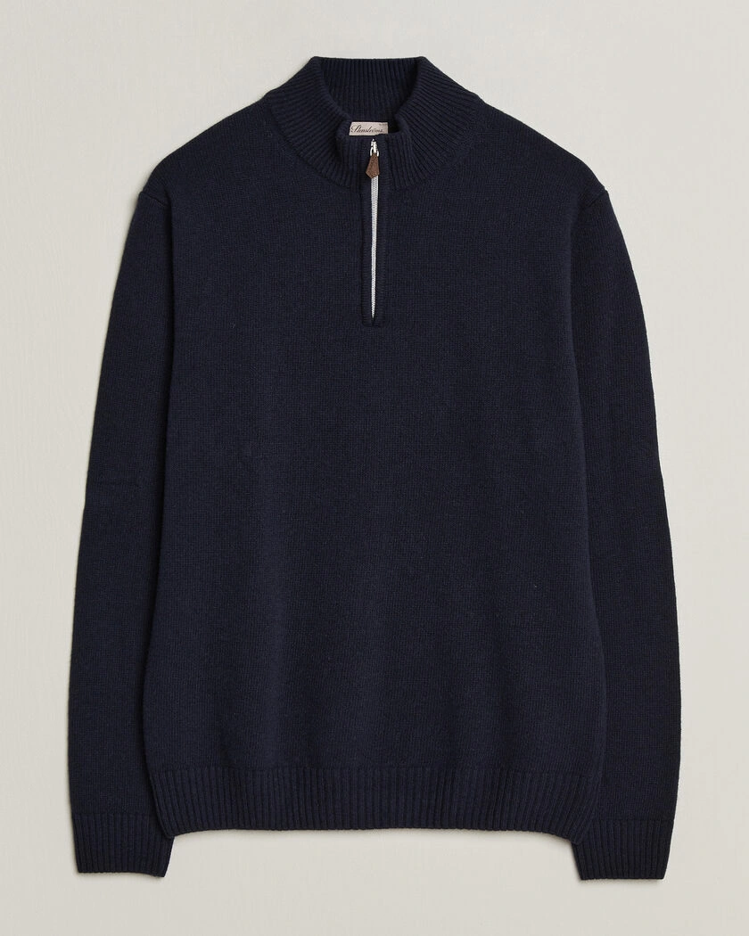 Stenströms Brushed Merino Half-Zip Navy – Blå