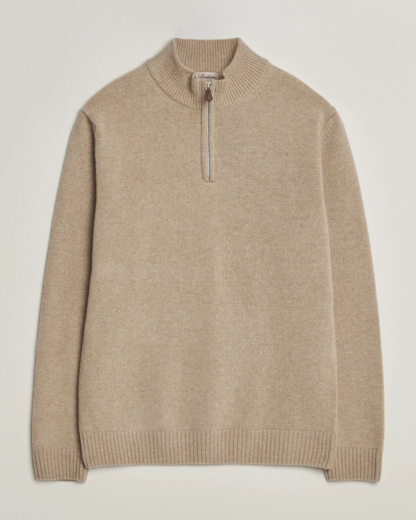  Stenströms Brushed Merino Half-Zip Beige – Beige