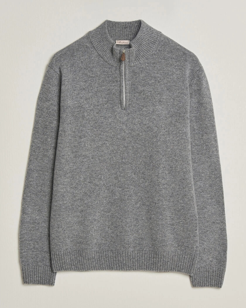 Stenströms Brushed Merino Half-Zip Grey – Grå