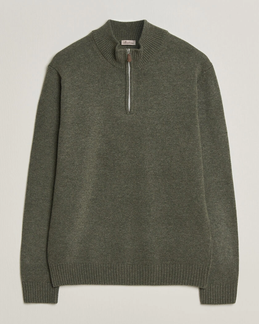 Stenströms Brushed Merino Half-Zip Green – Grön