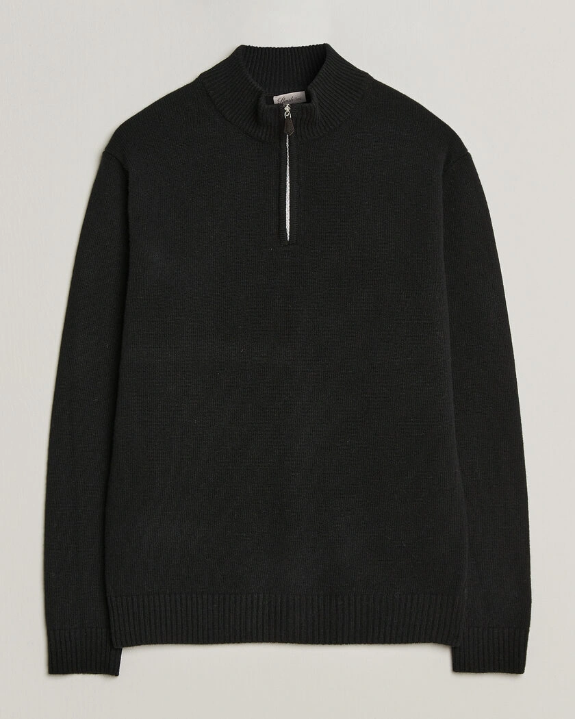Stenströms Brushed Merino Half-Zip Black – Svart
