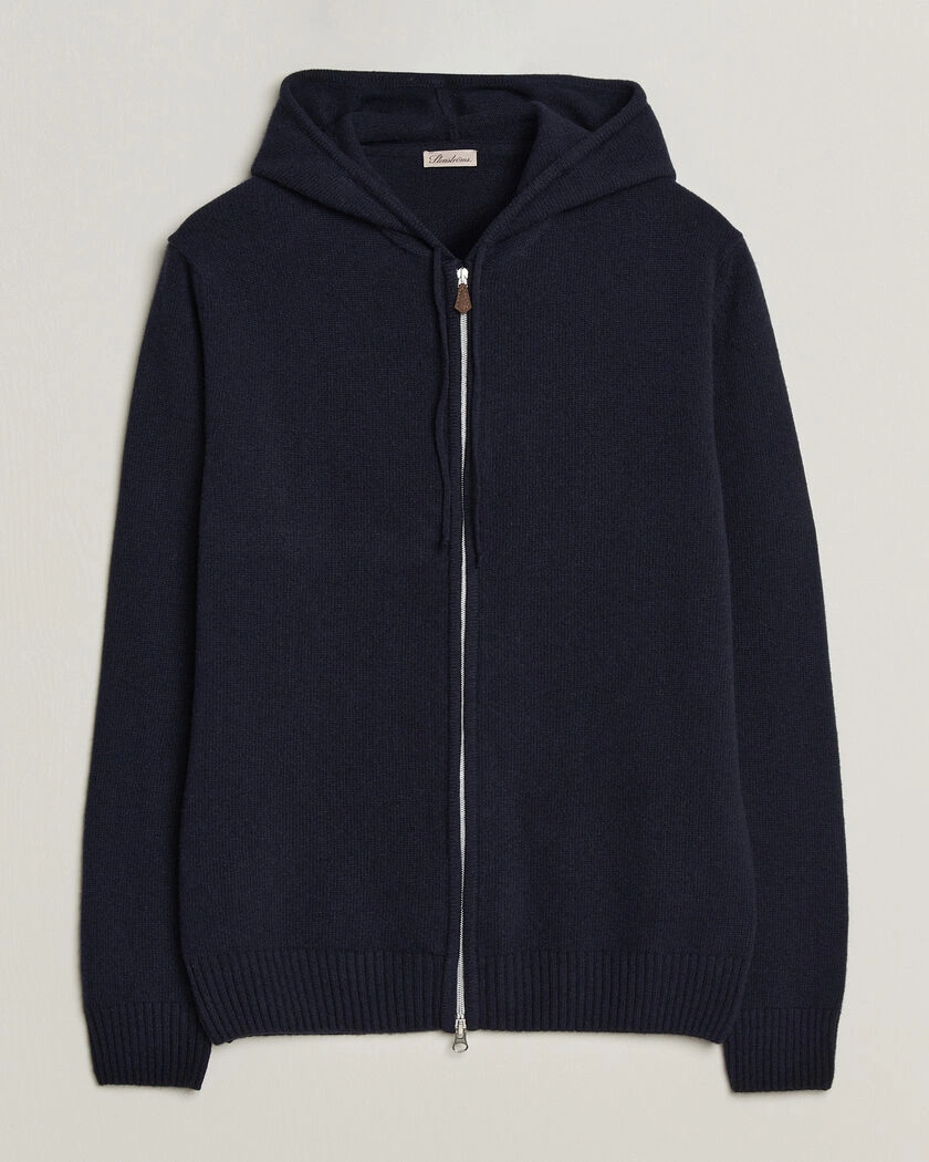 Stenströms Brushed Merino Full-Zip Hood Navy – Blå