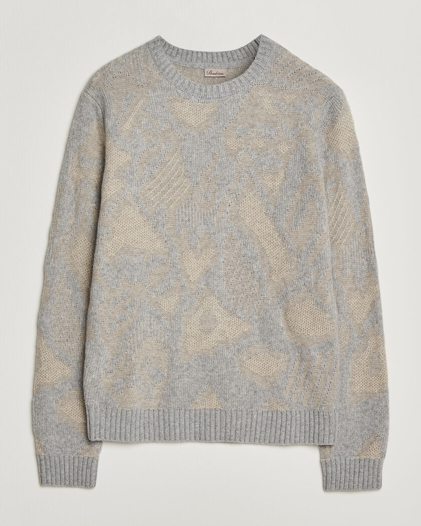 Stenströms Knitted Jaquard Yak/Merino Sweater Beige Grey – Grå