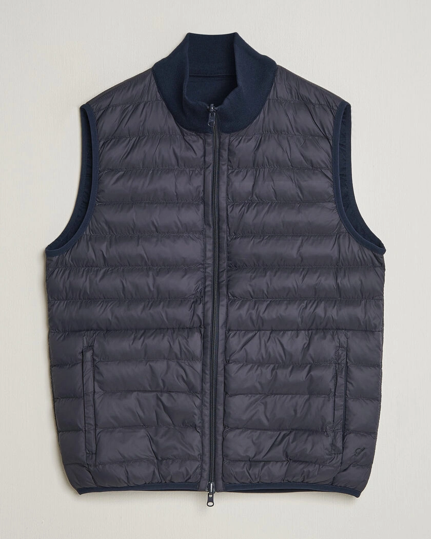 Stenströms Reversible Knitted Merino/Nylon Vest Navy – Blå