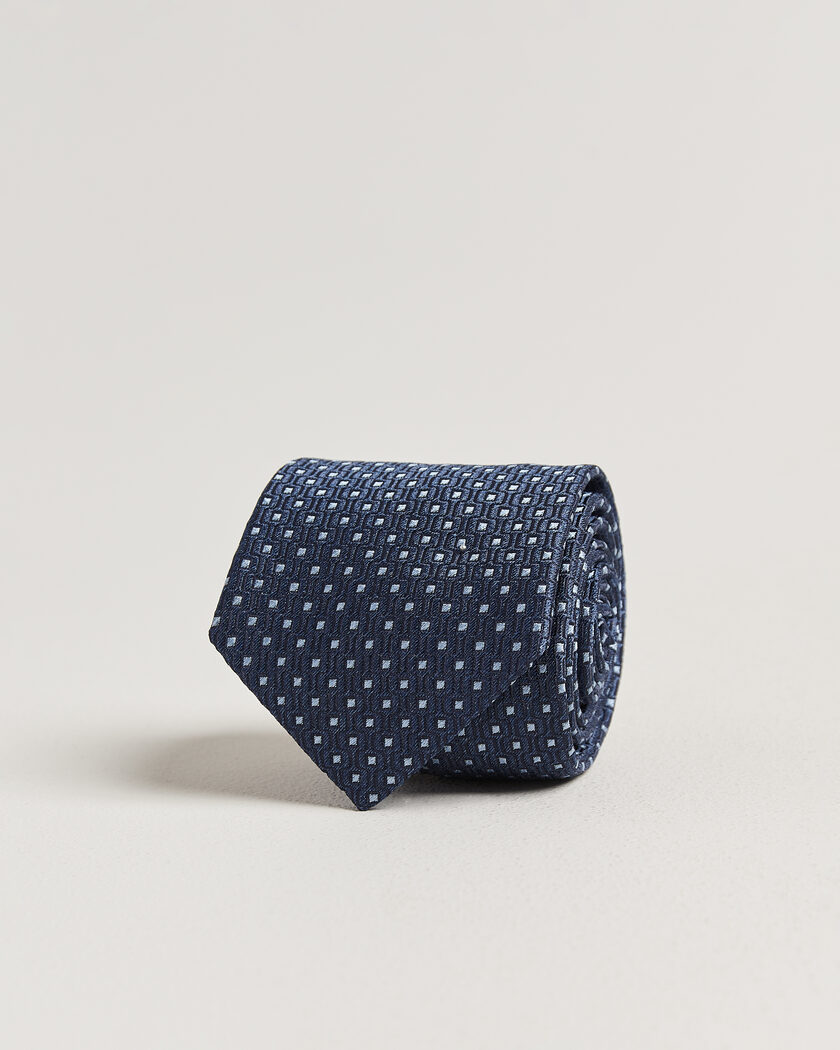 Stenströms Woven Silk Dot Tie 7,5cm Navy – Blå