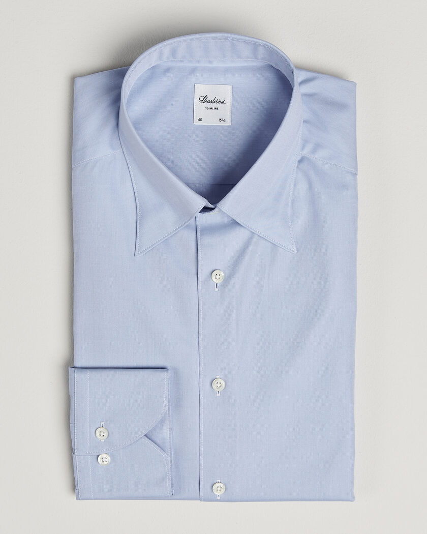 Stenströms Slimline Twofold Cotton Button Under Shirt Blue – Blå