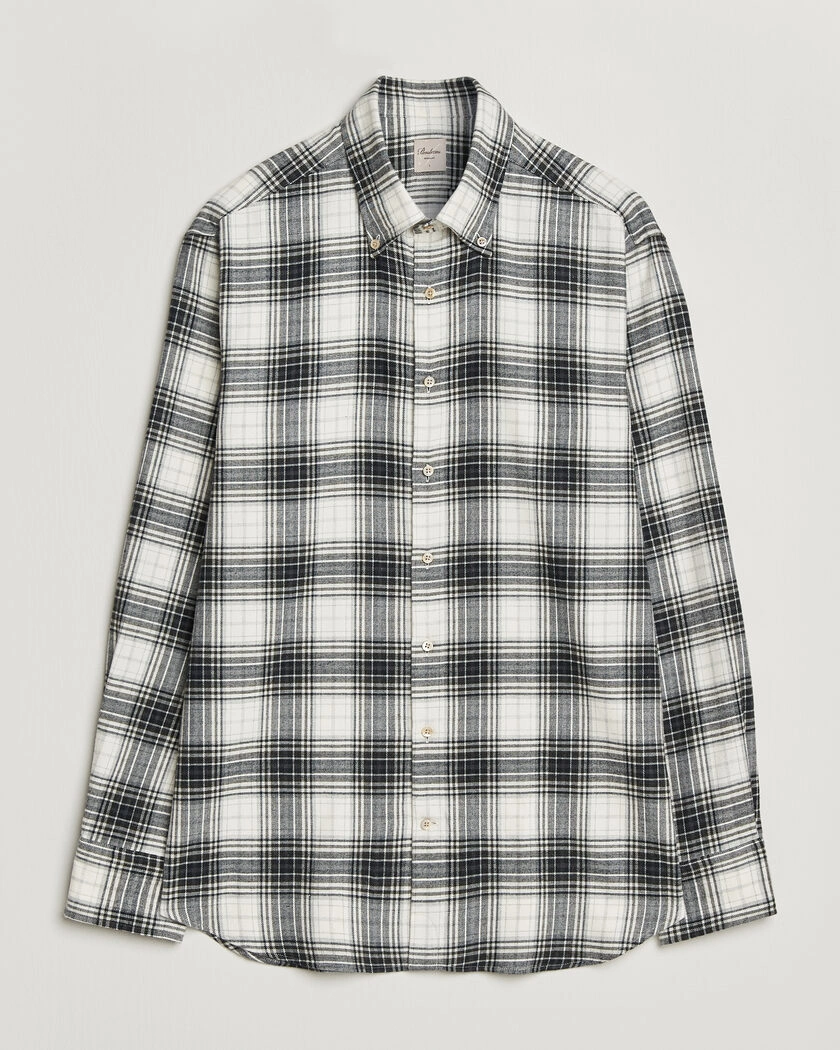 Stenströms Regular Fit Check Button Down Flannel Shirt Grey – Grå