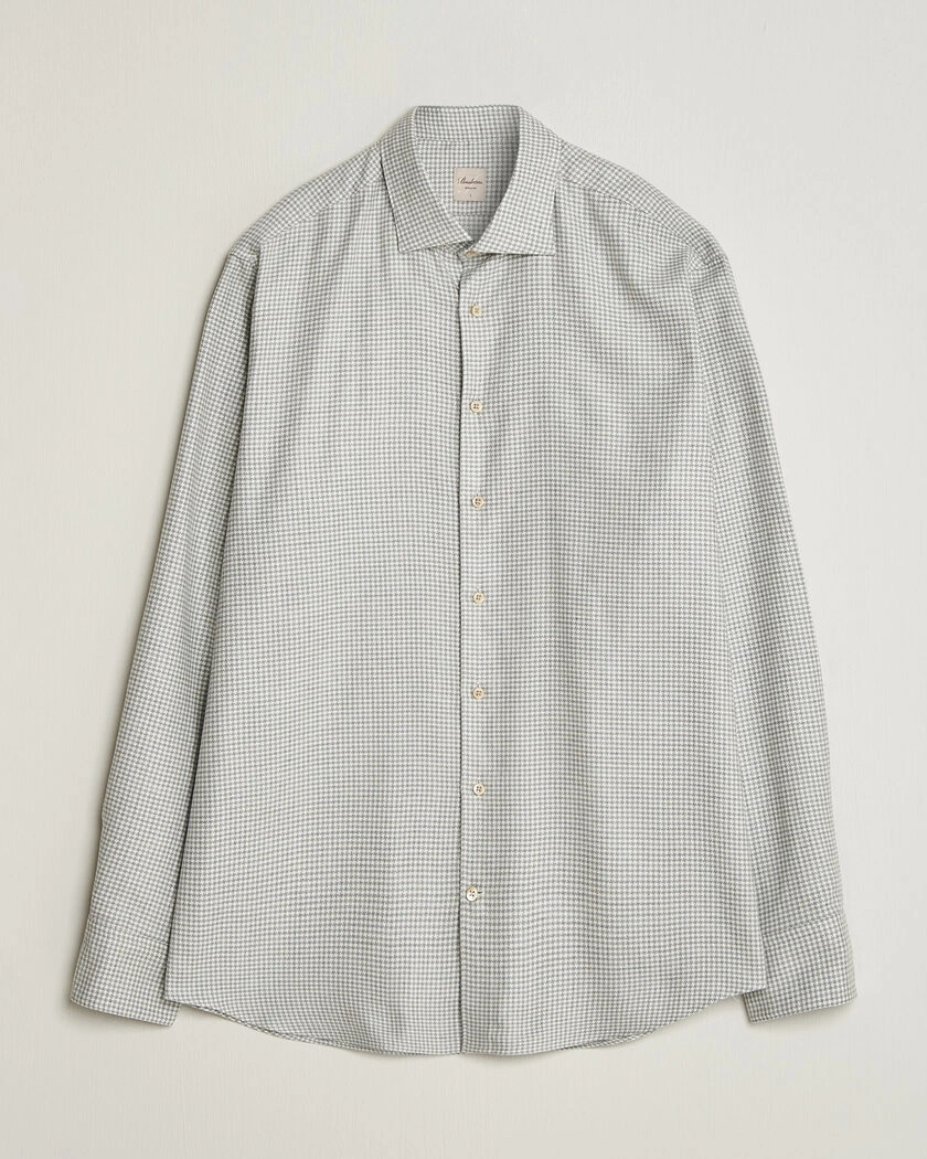 Stenströms Regular Fit Houndstooth Flannel Shirt Grey – Grå