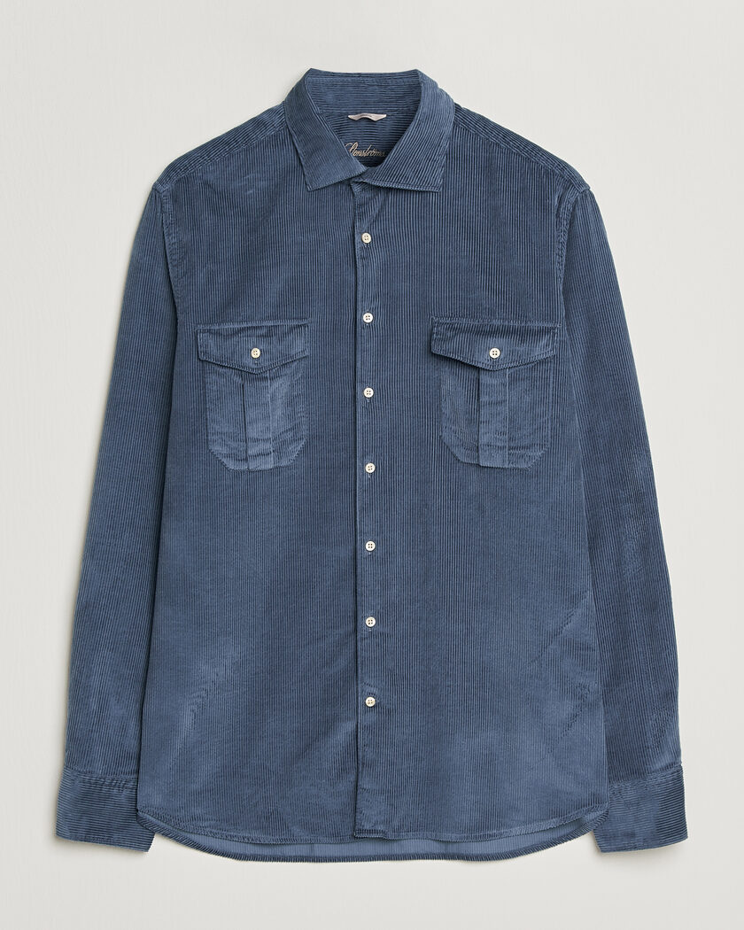 Stenströms Regular Fit Cord Pocket Shirt Blue – Blå