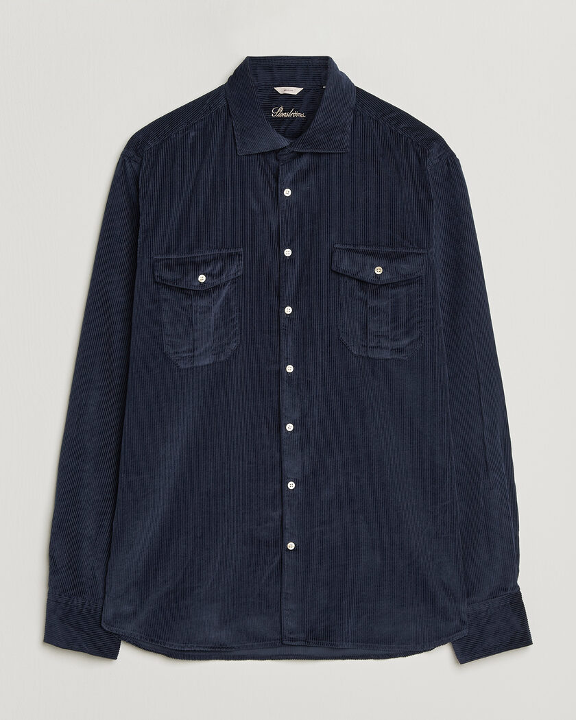 Stenströms Regular Fit Cord Pocket Shirt Navy – Blå